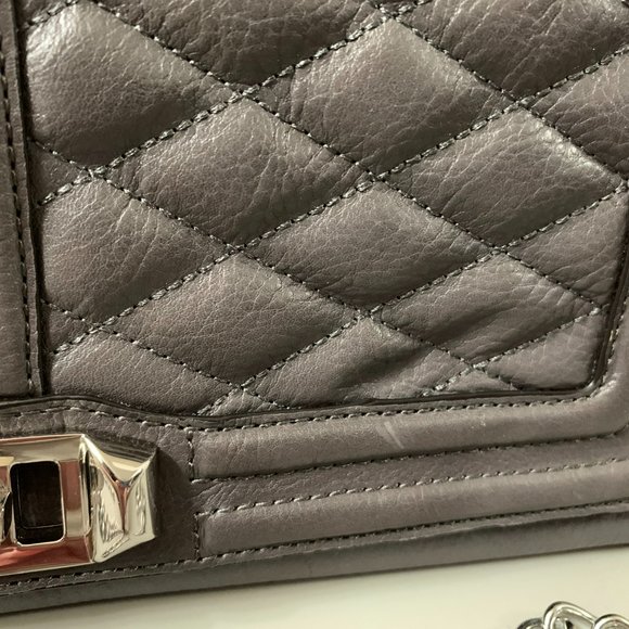 Rebecca Minkoff Quilted Love Clutch with Chain *Gray* - Picture 6 of 13